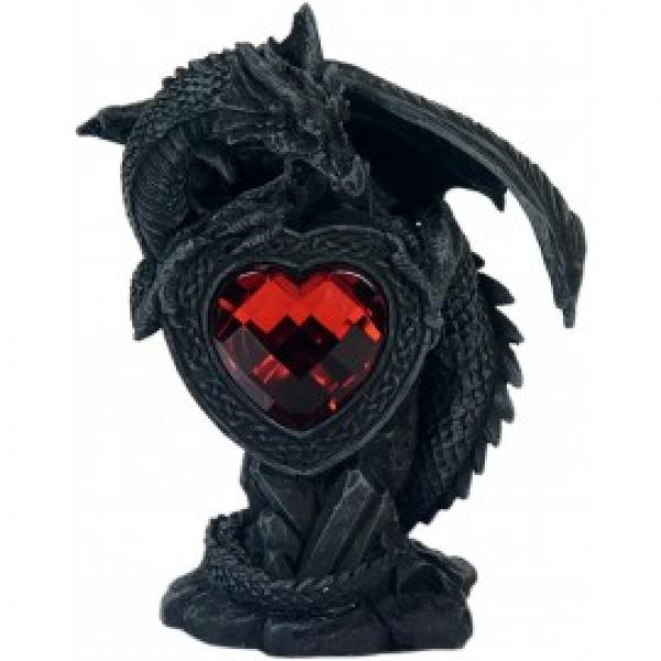 Drachen Figur schwarz mit rotem Herz